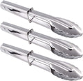 HINMAY Mini Stainless Steel Serving Tongs Small Tongs Set (7-Inch 3 Pieces) | Small Metal Tongs for Serving Food Cooking Salad Grilling