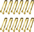 JCREN 12 Pcs Serving Tongs, Small Serving Utensils for Parties Catering Gold Tongs, Small Stainless Steel Mini Appetizer Tongs for Tea Party Coffee Bar, 4 Inches - Gold