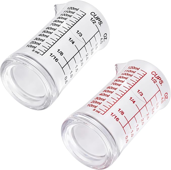 Ackers 4oz Glass Measuring Cup – Shot Glass with Ounce,Ml,Cups Markings for Kitchen & Bar(Pack of 2)