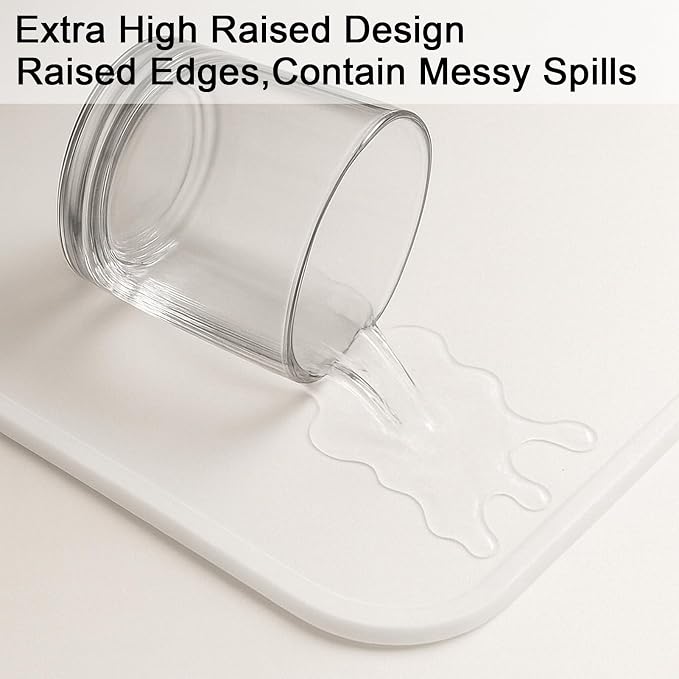 Silicone Mat 35.4"x23.6" Silicone Mats for Kitchen Counter Heat Resistant Mats for Countertop, Countertop Protector Mat, Edge Heightening Nonstick Waterproof Multipurpose Table Mat Translucent