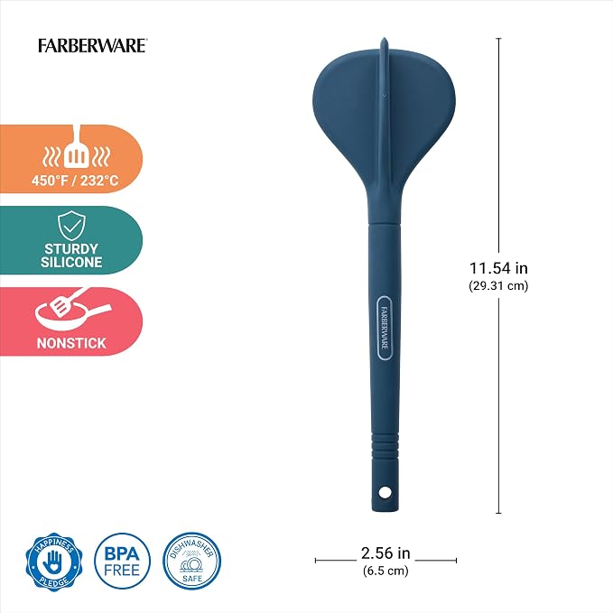 Farberware Professional Silicone Meat Masher and Ground Beef Chopper Tool - Blue, Heat Resistant to 450F, Nonstick Safe, Dishwasher Safe Potato Masher and Meat Chopper