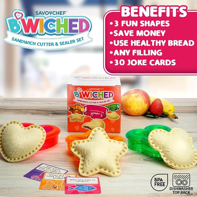 Sandwich Cutter and Sealer - Crustless Sandwich Maker (Heart, Star, Mouse) | Great for Lunchbox and Bento Box - Boys and Girls Kids Lunch - Sandwich Cutters for Kids