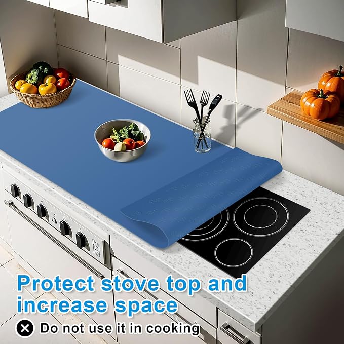 Silicone Mats for Kitchen Counter 47"x23.6"x0.08”, Largest Heat Resistant Mat Shipped Rolled Up Kitchen Island Silicone Countertop Protector Mat Nonslip Extra Large Counter Mat, Blue | Largest Size, Heat Resistant, Nonslip, Extra Large Countertop Prote...
