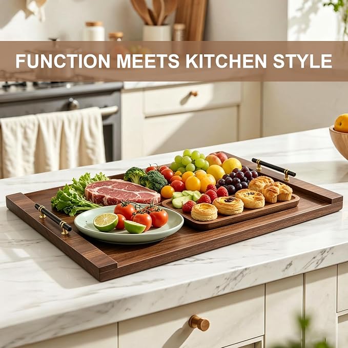 Noodle Board Stove Cover w/Handles, for Gas & Electric Stoves | Expands counter space, multi-use sink cover & tray, farmhouse decor, anti-crack build, for home kitchens & RVs