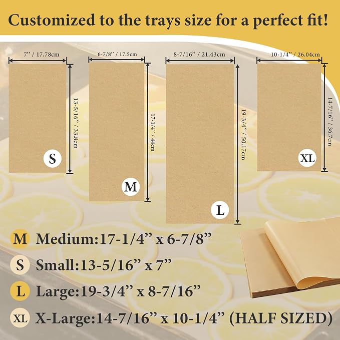 300 PCS Freeze Dryer Tray Mats for Harvest Right Dryer - Freeze Dryer Parchment Paper Set for Medium Trays - Non-Stick Baking Mats One-Off Parchment Paper Harvest Right Accessories (17" x 6.8")