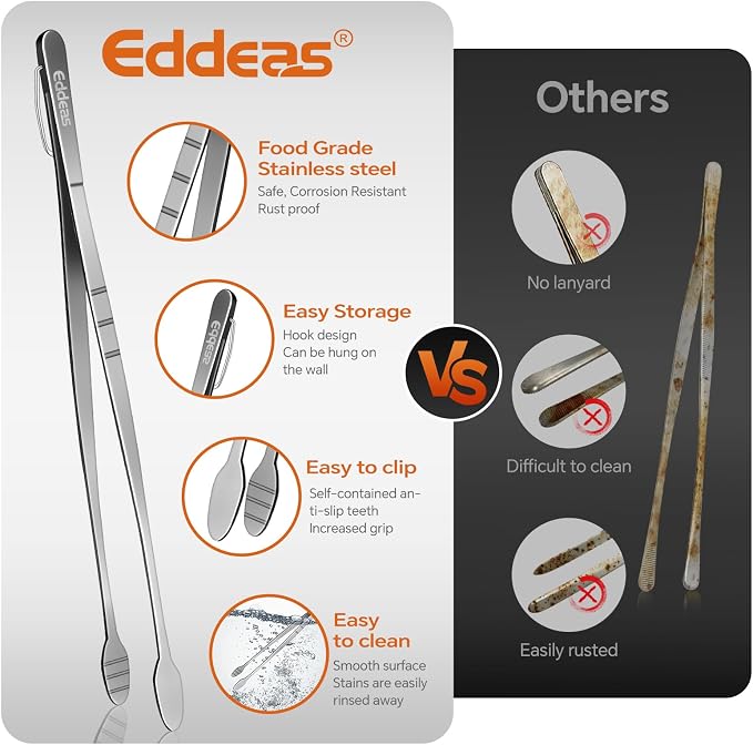 kitchen tweezers for cooking tweezers stainless steel tongs 12"10"8" | Heat Resistant 600 Degrees Heavy Duty Metal Tweezers Tongs Ideal for Meat, pasta, plating Dishwasher Safe
