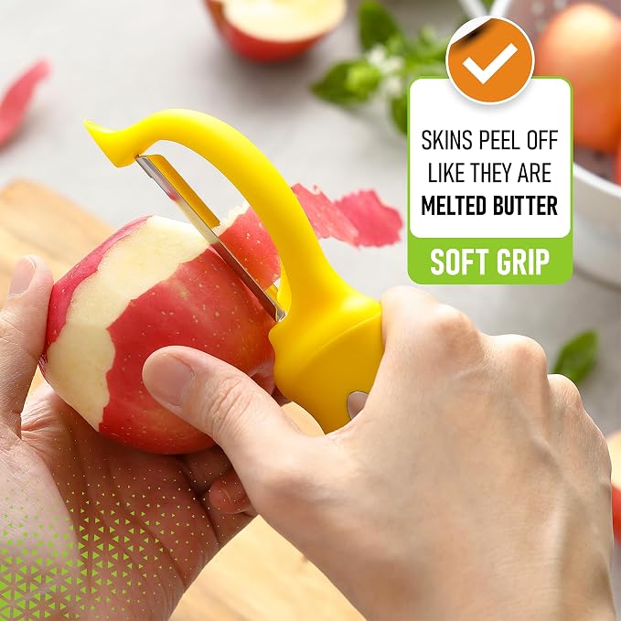 Spring Chef Swivel Potato Peeler for Kitchen with Soft Grip Handle, Yellow | Premium Vegetable Peeler w/ Sharp Stainless Steel Blades, Multifunctional Food Peeler for Apple, Carrot, Cucumber, Fruit