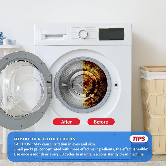 USKICH 40 Pack Washing Machine Cleaner Tablets,Deep Cleaning Descaler For HE Front Loader & Top Load Washer,Washer Machine Cleaning Tablets Clean Inside Drum and Laundry Tub Seal,Septic Safe
