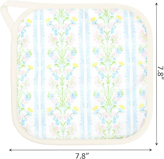 6 Pack Pot Holders 100% Cotton Heat Resistant Potholder, Machine Washable Pot Holder, Hot Pads, Table Pads for Cooking Baking (V)