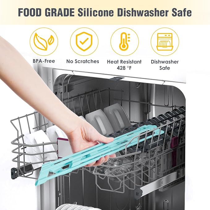 Tomorotec Roll Up Dish Drying Rack with Silicone Coating, Mint Green | 304 Stainless Steel with BPA-Free Silicone, Triangle Design Maximizes Sink Corner Space, Fits Compact Kitchens And RVs