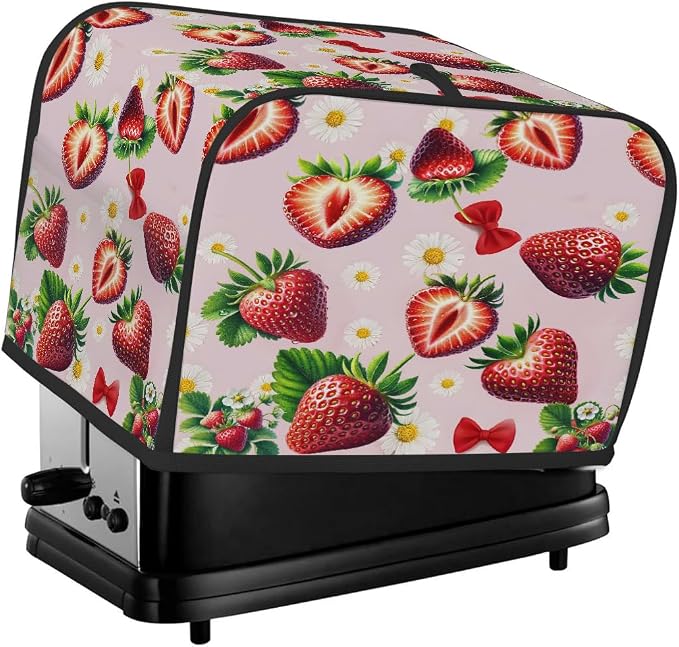 2 Slice Toaster Cover Strawberry Pink Daisy Toaster Covers Two Slice Wide Slot Waterproof and Dustproof Covers for Wide Slot Toasters and Small Appliances Kitchen Decor Gifts