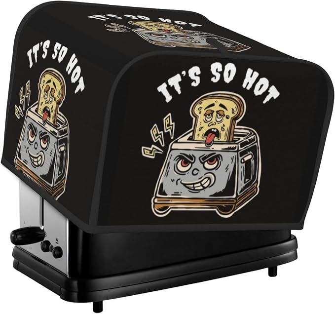 Toaster Cover 4 Slice with Cartoon Toast Pattern Dustproof Bread Maker Cover Fingerprint Bakeware Protection Wide Slot Toaster Bag Reusable Kitchen Small Appliance Cover
