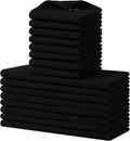 Homaxy 16 Pack 100% Cotton Kitchen Towels and Dishcloths Set, Black | 12 x 12 Inches and 13 x 28 Inches Kitchen Towels Set, Ultra Soft Absorbent Dish Cloths for Washing Dishes