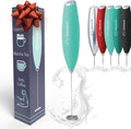 Elementi Milk Frother Wand - Powerful Hand Frother for Coffee - Handheld Electric Whisk, Milk Foamer, Mini Whisk & Coffee Blender for Frappe, Lattes, and Matcha (Mint Green)