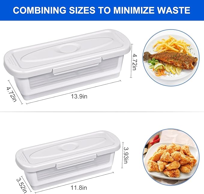 Batter Bowl with Lid, 2-Pack Fish Batter Shaker, Better Breader Shaker Bowl with Breading Shaker Tray, Batter Bowl with Lids Shaker for Frying Chicken Wings Fish Onion Rings Veggies (White)