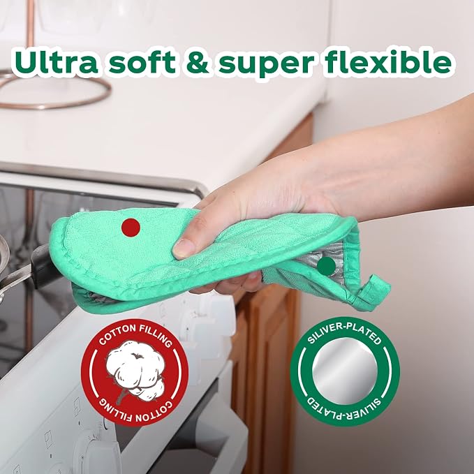 Joyhalo 6 Pack Pot Holders for Kitchen Clearance | Cotton Oven Holder with Great Heat Resistance, Potholders Sets for Kitchen, Countertops, Hot Pots and Pans, Aqua