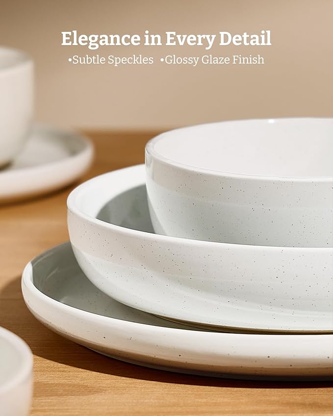 Famiware Milkyway 12-Piece Stoneware Dinnerware Set, White | Plates and Bowls for 4, Dishes Set for Everyday & Formal Use, Microwave & Dishwasher Safe, Chip & Scratch Resistant