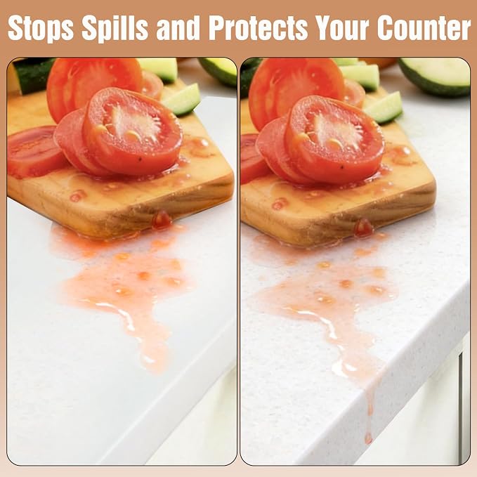 Silicone Mat for Kitchen Counter with Edge Protection – Quartz Countertop Protector, Heat Resistant & Non-Slip, Easy Clean, 100% Food Grade Silicone, 28"x20" (Translucent)