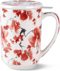 AmorArc Tea Cup With Infuser and Lid, 18oz Loose Leaf Tea Mug With Steeper | Porcelain Tea Mug With Infuser and Lid, Large Strainer Tea Cup with Lid for Tea, Coffee Mug for House-warming Birthday Gift