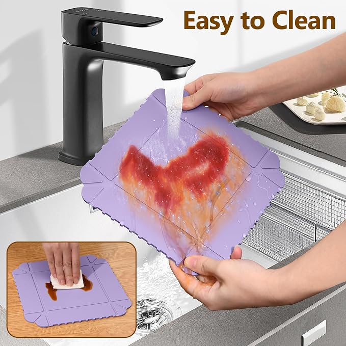 Magnetic Silicone Trivet Mat - Heat Resistant Hot Pad for Hot Dishes, Pots & Pans, Non-Slip Table & Countertop Protector (2, Purple)