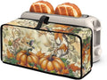 Pumpkins Toaster Cover 2 Slice Long Slot with Handle Thin Toaster Dust Cover Polyester Foldable Kitchen Accessories Compatible with Two Slice Bread Maker, Autumn Fall Gifts