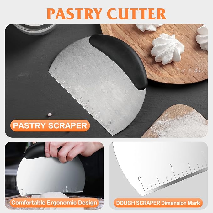 Pastry Cutter Biscuit Cutter Dough Cutters, Pastry Cutter Tool | Stainless Steel Pastry Blender Baking Dough Tools, Round Biscuit Cutters, Sturdy & Long-Lasting, Gift Package (3 Pcs/Set)