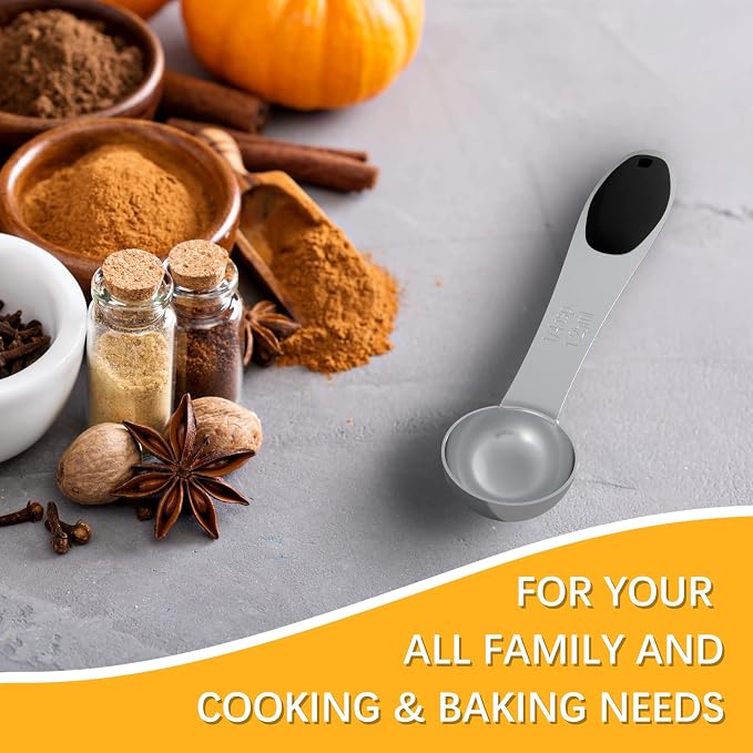 2PCS 1/4Tsp(1.25ml) Measuring Spoon, Stainless Steel Measure Scoop | Accurate, BPA-Free, Dishwasher Safe, Silicone Grip, Engraved Marking, Kitchen Essential