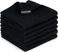 Kitchen Towels 6-Pack Kitchen Dish Cloths,100% Cotton,12x12 In,Black | Towels Waffle Weave,Ultra Soft Absorbent, Quick Drying