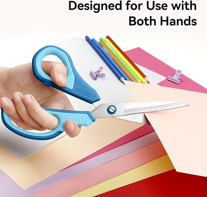 QMVESS 8.5" Scissors All Purpose 3 Pack, Ultra Sharp 2.5mm Thick Blade Scissors for Office, Professional Ergonomic Comfort Grip for Office School Home Fabric Sewing DIY Craft Cutting General Use