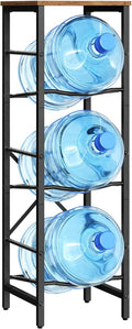 HOOBRO Water Jug Rack, Water Bottle Holder, 5 Gallon Water Jug Rack, 3-Tier Water Cooler Storage Rack, Water Dispenser Stand, for Kitchen, Living Room, Office, Rustic Brown and Black BF01ST01