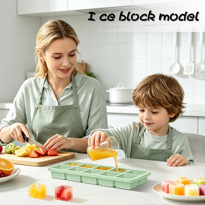 3-Pack Ice Cube Trays with Lid, 10 Cubes 2 Tbsp, Silicone Tray for Freezer | BPA Free, Leak-proof Lid, Freeze Ice Cubes, Chocolates, Sauces, Juices, Fruit Purees, Meal Prep, Cocktail, Coffee, Soup, Food