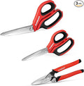 Goldblatt 3PCS Heavy Duty Scissors, Multipurpose Shop Scissors | Drop Forged Blades with Small Serrations, Comfortable Handle for Easy Cutting Cardboard, Wires, Leather, Fabric