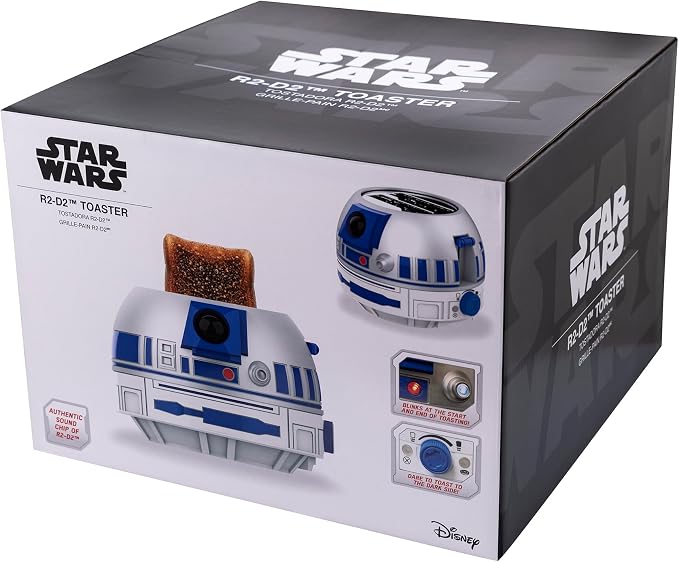 Uncanny Brands Star Wars R2D2 Deluxe Toaster - Lights-Up and Makes Sounds Like Artoo