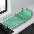 Kitsure Extendable Dish Drying Rack, 19.2"-26.7" L x 12.9" W, Green | Large Dish Rack, Multifunctional Dish Rack for Kitchen Counter, Anti-Rust Dish Drainers with Cutlery & Cup Holders
