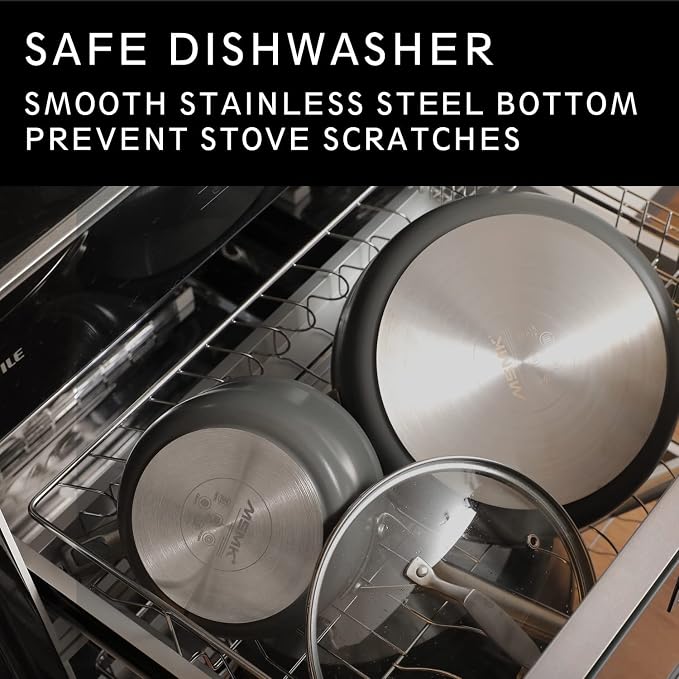 MsMk 3.5 QT Nonstick Saucepan with Lid, Grey Induction Cooking Pot | Non Toxic, Even Heating, Easy Clean, Dishwasher & Oven Safe, suitable for gas & electric & induction stoves, PFOA & PFAS Free