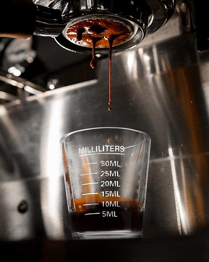 SAIAOKJ Shot Glass Measuring Cup Set, 6 Pack Espresso Shot Glasses (Red) | Glass measuring cups feature 26 markings up to 1 OZ, 2 TBS, 6 TSP, 30 ML for espresso, liquor, medicine and recipes