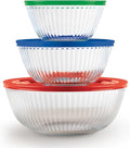 Pyrex Sculpted (3-Pack) Glass Mixing Bowls Set With Plastic Lids