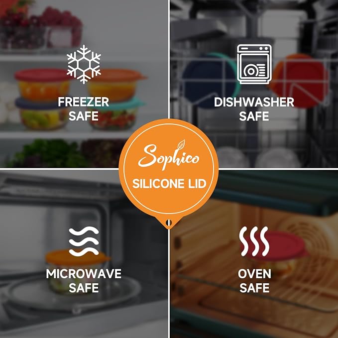 SOPHICO 2 Cup Silicone Lids Replacement for Pyrex & Anchor Hocking 7200-PC | Food Grade Silicone, Leakproof、Airtight Lids, Dishwasher Microwave Safe