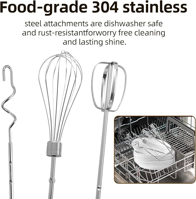 GELANGS-400W Hand Mixer with Turbo Boost - 5-Speed, One-Touch Release, Copper Motor - 5 Dishwasher-Safe Attachments - 110V Heavy Duty Mixer for Baking, Whipping & Dough