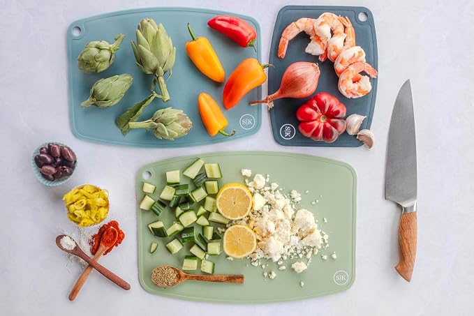 3-Piece Premium Silicone Cutting Board Set, Flexible, Non-Slip, Knife-Friendly. BPA Free, Non-Toxic, 100% Food-Grade Silicone