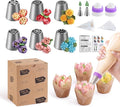 Bake Choice 46 Pcs Russian Piping Tips Set, Stainless Steel | Piping Bags and Tips Set, 6 Russian Piping Tip, 2 Leaf Piping Tip, 2 Couplers, 36 Piping Bags for Cupcake, Cookie, Baking