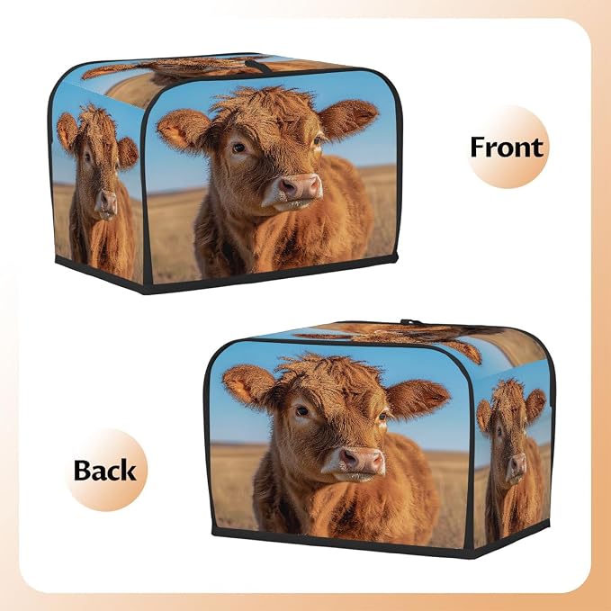 2 Slice Toaster Cover Highland Cattle Cute Cow Toaster Covers Two Slice Wide Slot Waterproof and Dustproof Covers for Wide Slot Toasters and Small Appliances Kitchen Decor Gifts