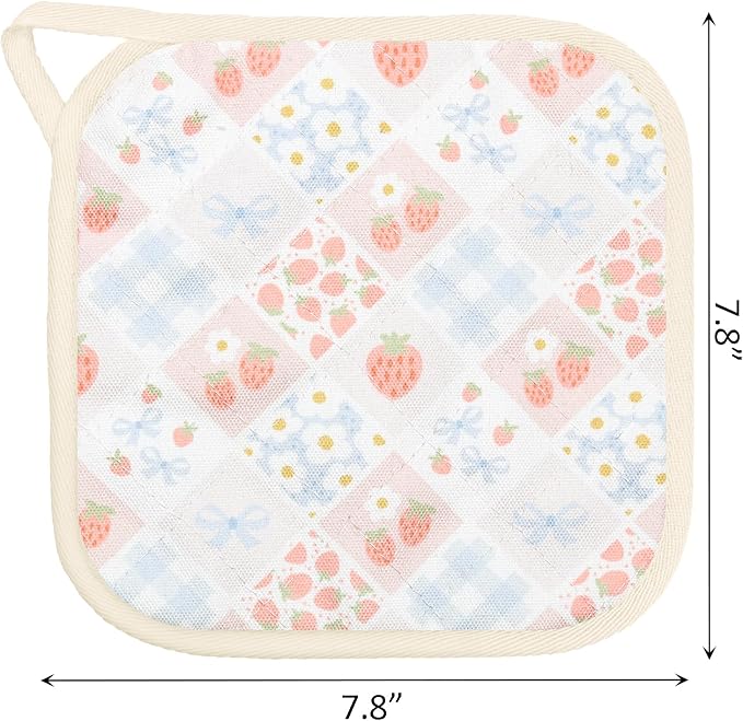 6 Pack Pot Holders 100% Cotton Heat Resistant Potholder, Machine Washable Pot Holder, Hot Pads, Table Pads for Cooking Baking (W)
