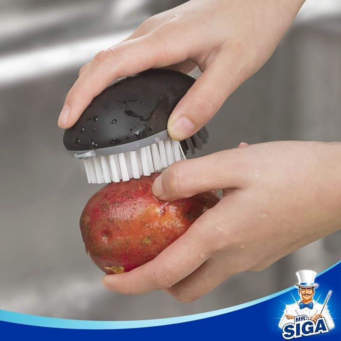 MR.SIGA Fruit and Vegetable Cleaning Brush with Non Slip Comfortable Grip | Potato scrubber brush, non slip fruit scrub brush
