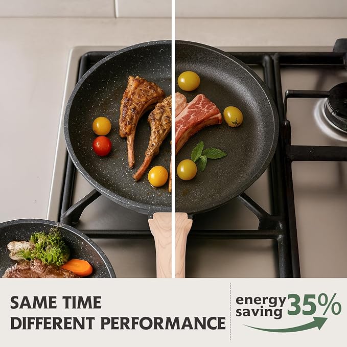 10 inch Nonstick Frying Pan Skillet, Non Stick Granite Fry Pans, Stone Cookware Omelet Pan, Egg Frying Pan with Heat-Resistant Handle, Requires Installation, PFOA Free Chef's Pan, Induction Compatible