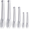 6 Pack Serving Tongs for Buffet Stainless Steel Serving Utensils 7,9,12Inch | Silver stainless steel; 7, 9 and 12 in sizes; open non-locking design for buffets, parties, catering and table service