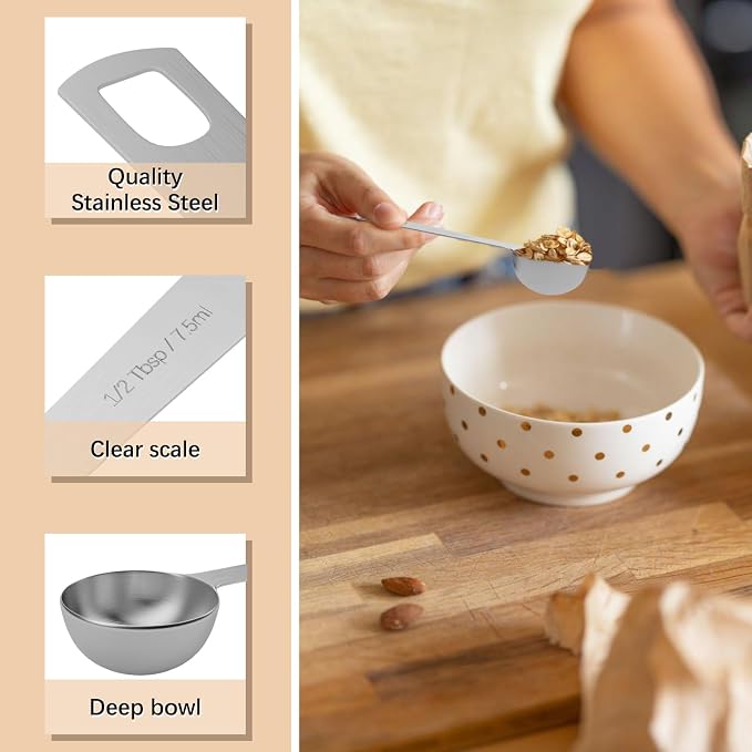 5PCS 1/2Tbsp(1.5tsp, 7.5ml) Measuring Spoon, Stainless Steel Teaspoon | High Precision, Food-Grade, ‌Rust-Free, Dishwasher-Safe, Easy-Read Markings, Multi-Purpose, Sturdy & Durable