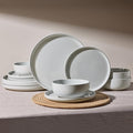 Famiware Milkyway 12-Piece Stoneware Dinnerware Set, Light Gray | Plates and Bowls for 4, Dishes Set for Everyday & Formal Use, Microwave & Dishwasher Safe, Chip & Scratch Resistant