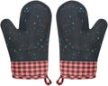 Wanheart Heat Resistant Silicone Oven Mitts, Pink Cooking Gloves, 2 Pack | Heat Resistant, Non Slip Grip, Cute Pink Design, Easy Clean, Cotton Lined