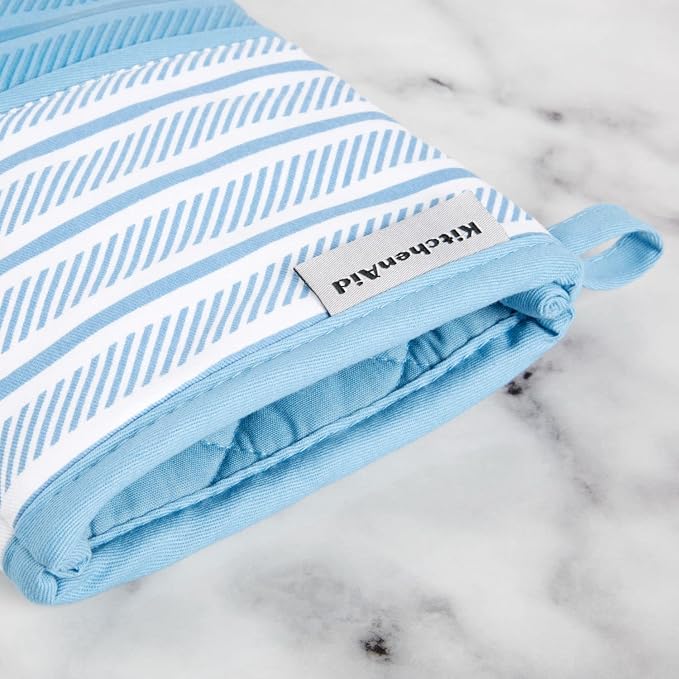 KitchenAid Albany Oven Mitt 2-Pack Set, Blue Velvet, 7"x13"